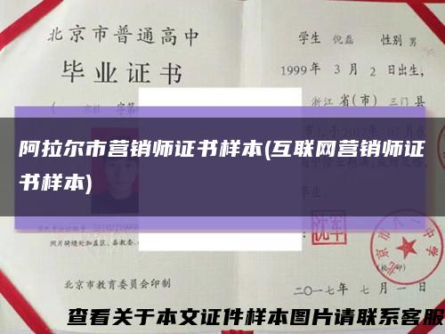 阿拉尔市营销师证书样本(互联网营销师证书样本)缩略图