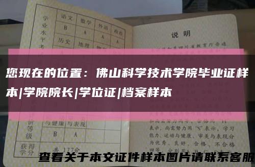 您现在的位置：佛山科学技术学院毕业证样本|学院院长|学位证|档案样本缩略图