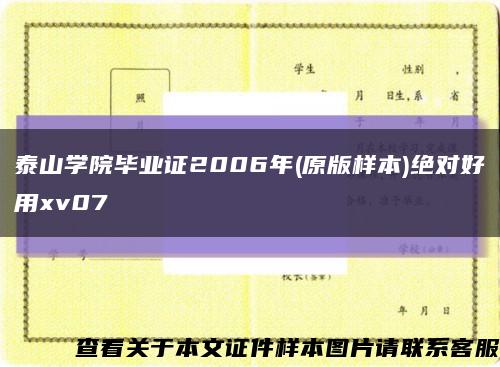 泰山学院毕业证2006年(原版样本)绝对好用xv07缩略图