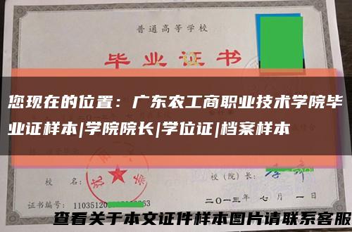 您现在的位置：广东农工商职业技术学院毕业证样本|学院院长|学位证|档案样本缩略图