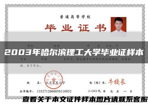 2003年哈尔滨理工大学毕业证样本缩略图