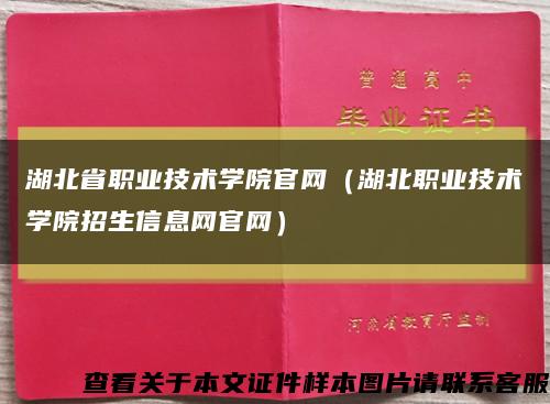 湖北省职业技术学院官网（湖北职业技术学院招生信息网官网）缩略图