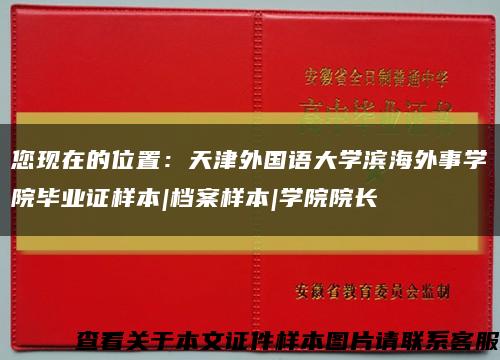 您现在的位置：天津外国语大学滨海外事学院毕业证样本|档案样本|学院院长缩略图