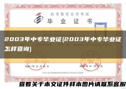 2003年中专毕业证(2003年中专毕业证怎样查询)缩略图