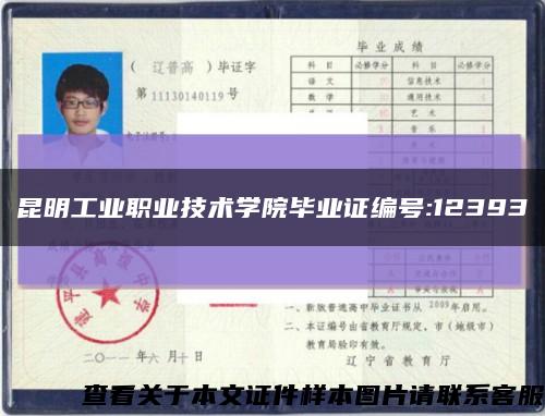 昆明工业职业技术学院毕业证编号:12393缩略图