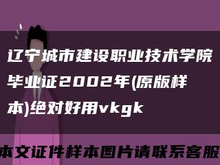 辽宁城市建设职业技术学院毕业证2002年(原版样本)绝对好用vkgk缩略图