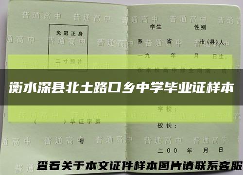 衡水深县北土路口乡中学毕业证样本缩略图