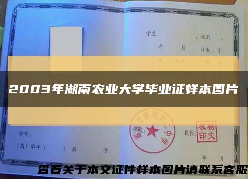 2003年湖南农业大学毕业证样本图片缩略图