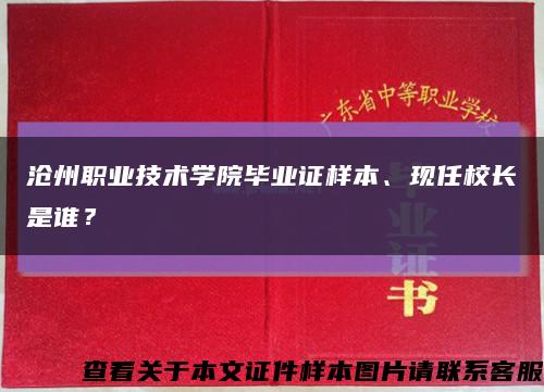 沧州职业技术学院毕业证样本、现任校长是谁？缩略图