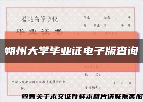 朔州大学毕业证电子版查询缩略图