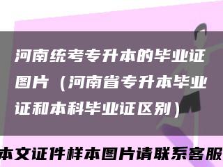 河南统考专升本的毕业证图片（河南省专升本毕业证和本科毕业证区别）缩略图