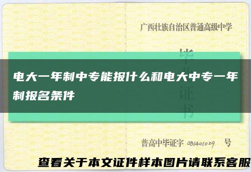 电大一年制中专能报什么和电大中专一年制报名条件缩略图