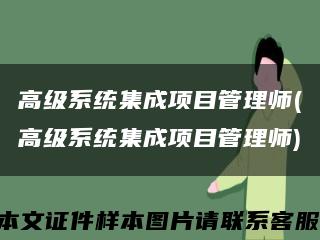 高级系统集成项目管理师(高级系统集成项目管理师)缩略图