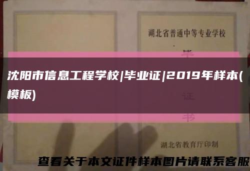 沈阳市信息工程学校|毕业证|2019年样本(模板)缩略图