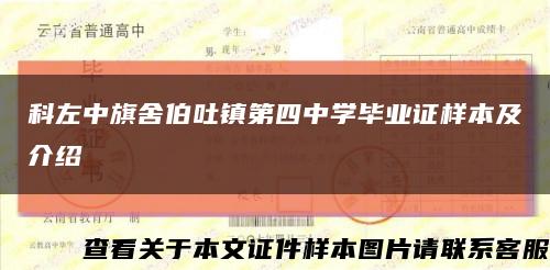 科左中旗舍伯吐镇第四中学毕业证样本及介绍缩略图