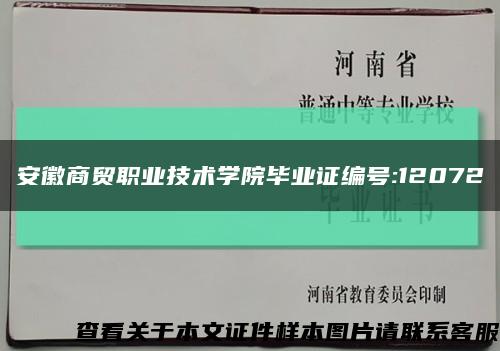 安徽商贸职业技术学院毕业证编号:12072缩略图