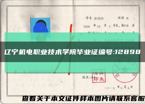 辽宁机电职业技术学院毕业证编号:12898缩略图