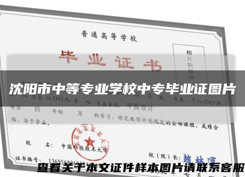 沈阳市中等专业学校中专毕业证图片缩略图