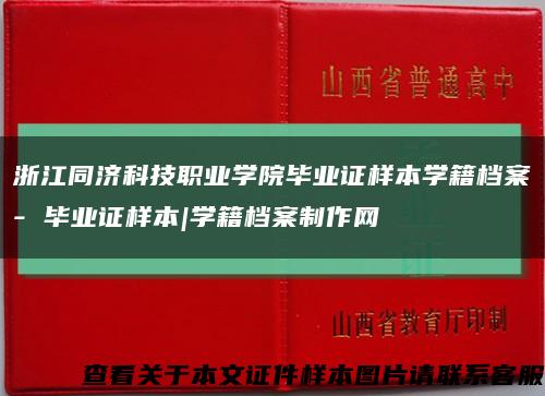 浙江同济科技职业学院毕业证样本学籍档案- 毕业证样本|学籍档案制作网缩略图