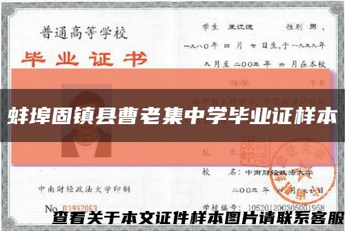 蚌埠固镇县曹老集中学毕业证样本缩略图