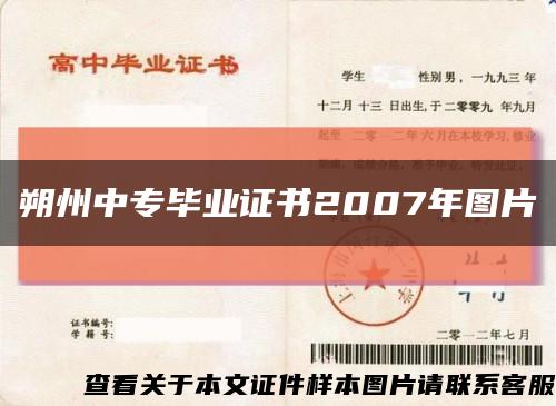 朔州中专毕业证书2007年图片缩略图