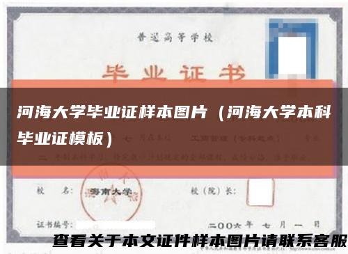 河海大学毕业证样本图片（河海大学本科毕业证模板）缩略图