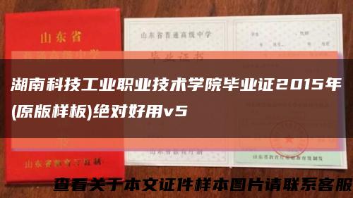 湖南科技工业职业技术学院毕业证2015年(原版样板)绝对好用v5缩略图