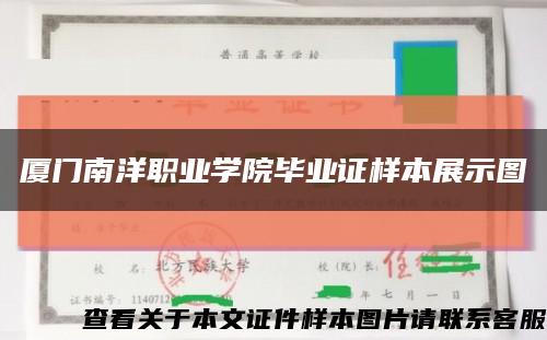 厦门南洋职业学院毕业证样本展示图缩略图