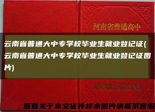 云南省普通大中专学校毕业生就业登记证(云南省普通大中专学校毕业生就业登记证图片)缩略图