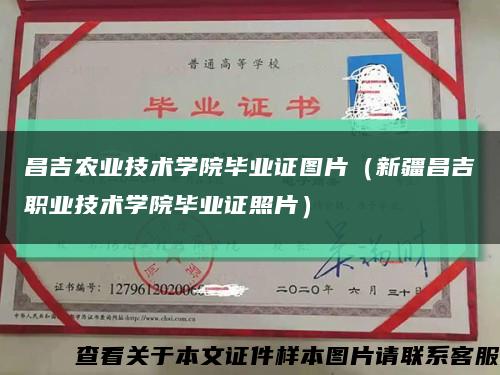 昌吉农业技术学院毕业证图片（新疆昌吉职业技术学院毕业证照片）缩略图