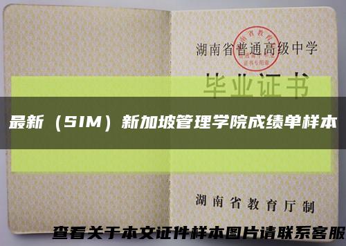 最新（SIM）新加坡管理学院成绩单样本缩略图