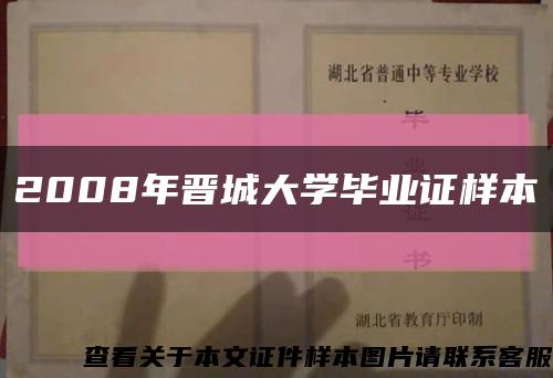 2008年晋城大学毕业证样本缩略图