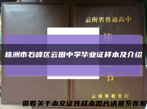 株洲市石峰区云田中学毕业证样本及介绍缩略图