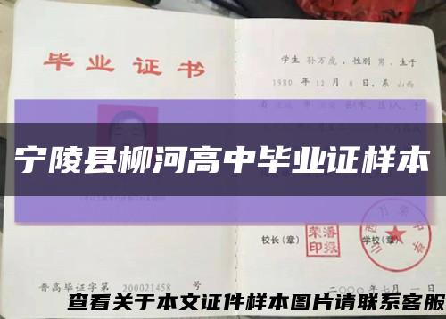 宁陵县柳河高中毕业证样本缩略图