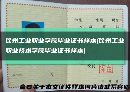 徐州工业职业学院毕业证书样本(徐州工业职业技术学院毕业证书样本)缩略图