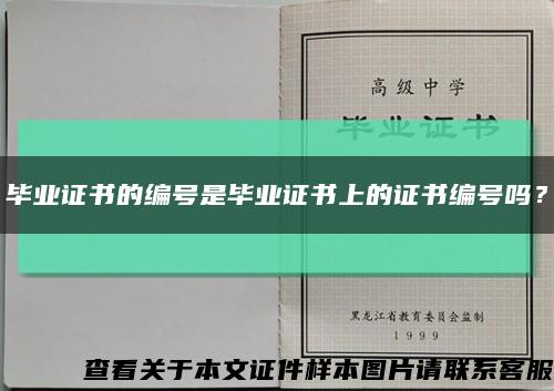 毕业证书的编号是毕业证书上的证书编号吗？缩略图