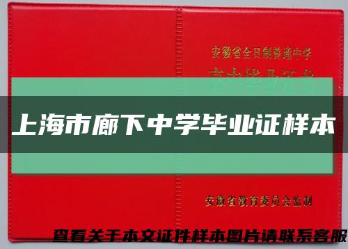 上海市廊下中学毕业证样本缩略图