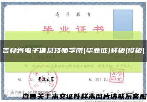 吉林省电子信息技师学院|毕业证|样板(模板)缩略图