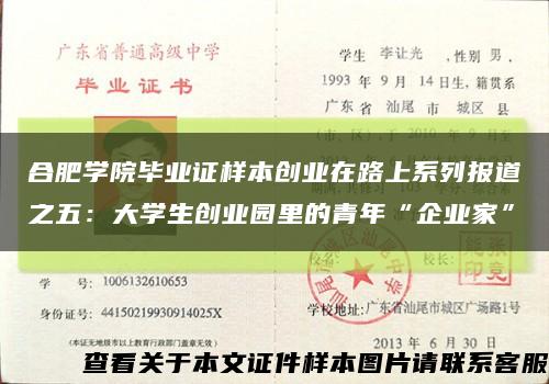 合肥学院毕业证样本创业在路上系列报道之五：大学生创业园里的青年“企业家”缩略图