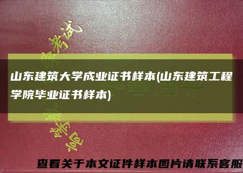 山东建筑大学成业证书样本(山东建筑工程学院毕业证书样本)缩略图