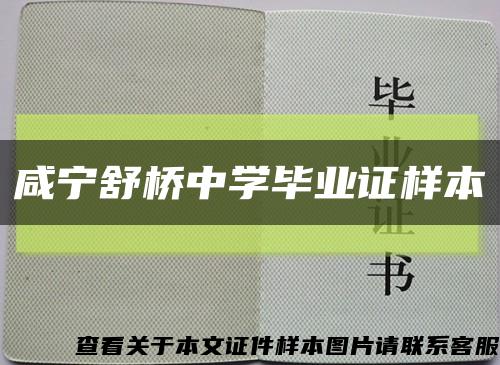 咸宁舒桥中学毕业证样本缩略图