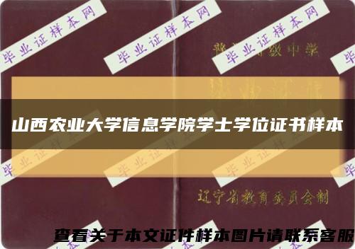 山西农业大学信息学院学士学位证书样本缩略图