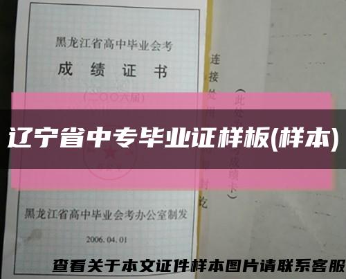 辽宁省中专毕业证样板(样本)缩略图