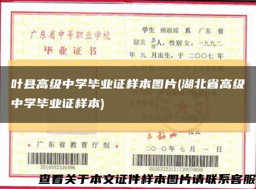 叶县高级中学毕业证样本图片(湖北省高级中学毕业证样本)缩略图