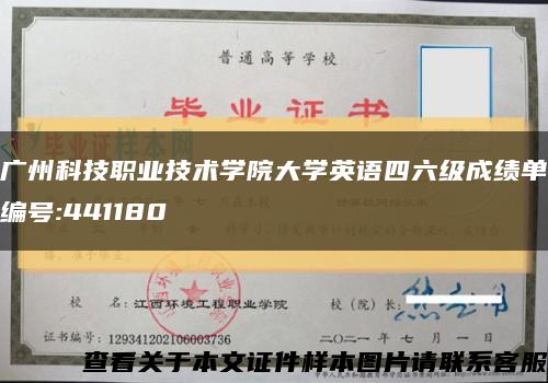 广州科技职业技术学院大学英语四六级成绩单编号:441180缩略图