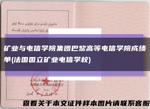 矿业与电信学院集团巴黎高等电信学院成绩单(法国国立矿业电信学校)缩略图