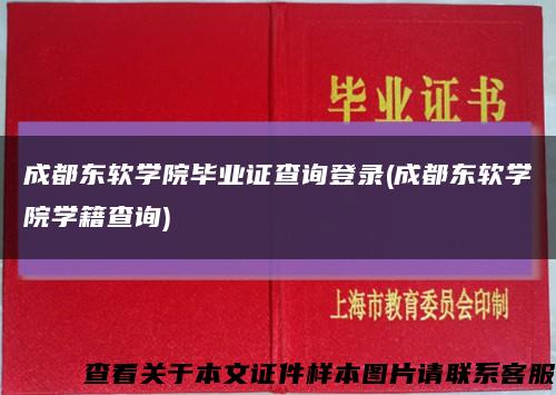 成都东软学院毕业证查询登录(成都东软学院学籍查询)缩略图