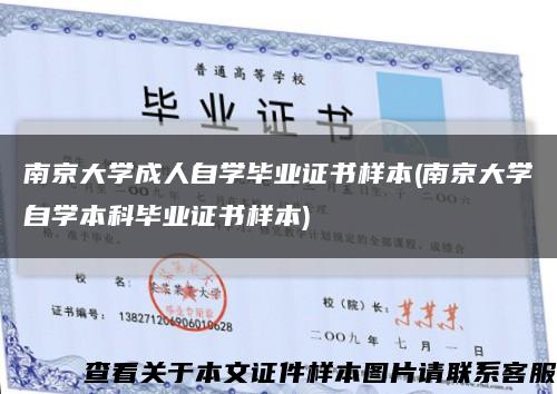 南京大学成人自学毕业证书样本(南京大学自学本科毕业证书样本)缩略图