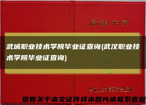 武城职业技术学院毕业证查询(武汉职业技术学院毕业证查询)缩略图