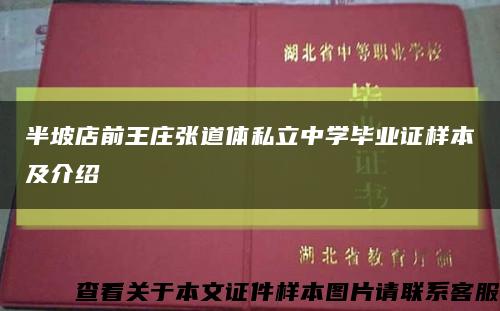 半坡店前王庄张道体私立中学毕业证样本及介绍缩略图